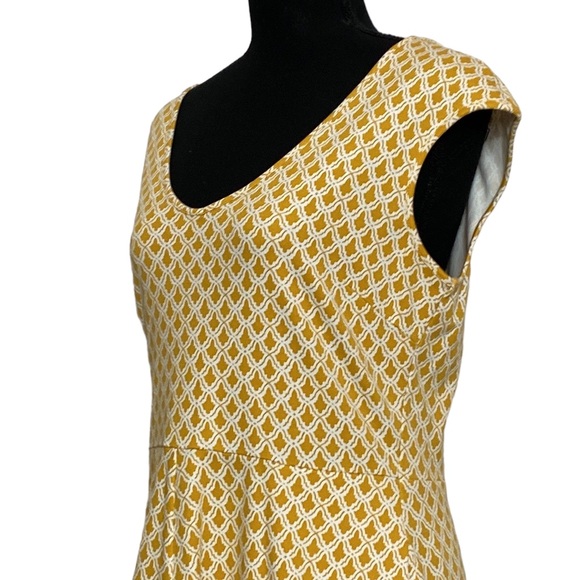 🌷New York & Company Yellow Pattern Sleeveless Fit & Flare Dress M - Picture 5 of 10